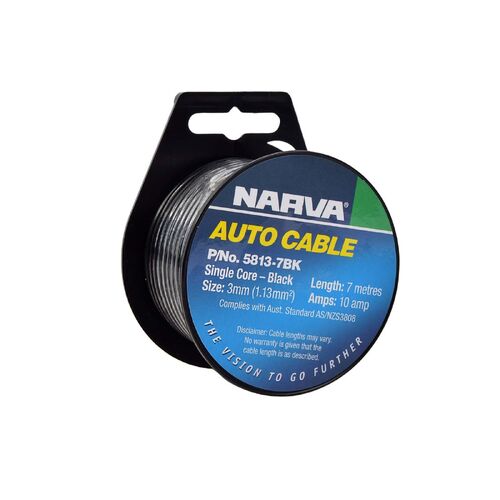 Narva 10A 3mm Black Single Core Cable (7M)