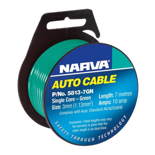 Narva 10A 3mm Green Single Core Cable (7M)