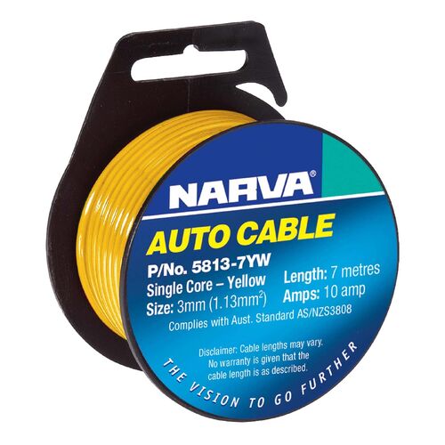 Narva 10A 3mm Yellow Single Core Cable (7M)