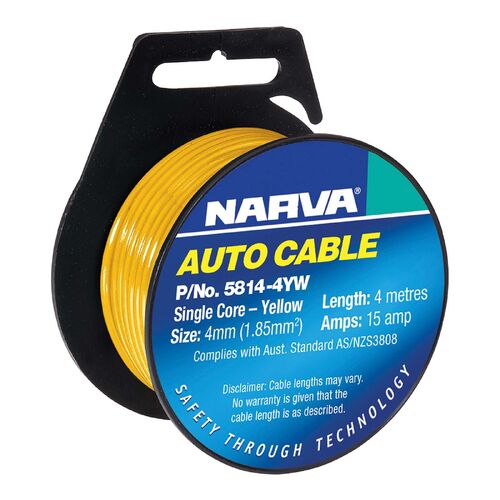 Narva Cable S/Core 4mm 15A 4M Yellow