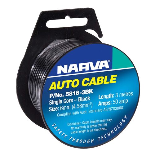 Narva 50A 6mm Black Single Core Cable (3M)