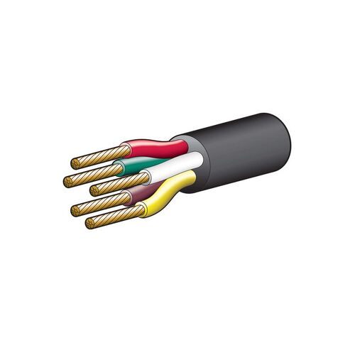 Narva 10A 3mm 5 Core Trailer Cable (100M) Red, Green, Yellow, White, Brown With Black Sheath