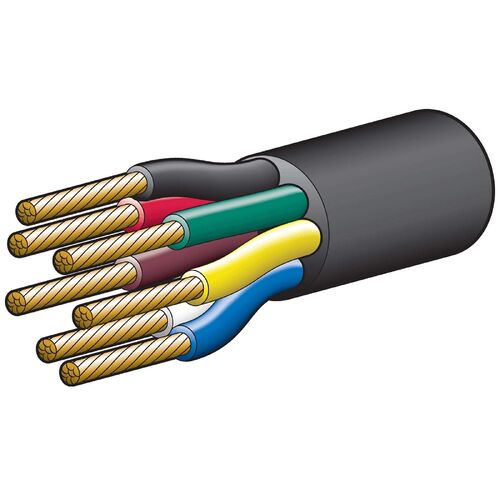 Narva 10A 3mm 7 Core Trailer Cable (30M) Red, Green, Yellow, White, Brown With Black Sheath