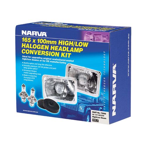 Narva Halogen Headlamp - H4 Conversion Kit - 165 X 100mm High/Low Beam Free Form