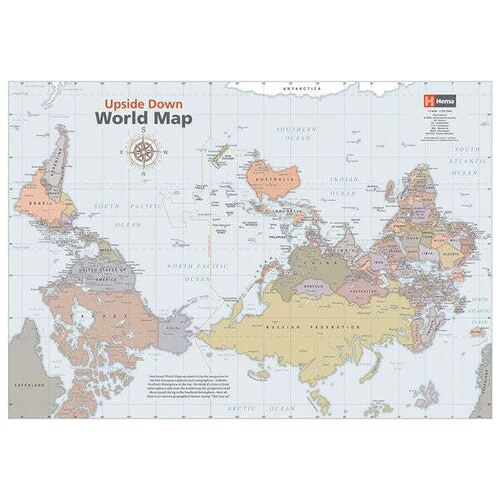 Upside Down World Classic Map - 840x594 - Unlaminated