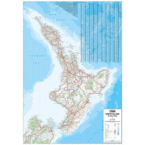 North Island New Zealand Map - 700x1000 - Laminated