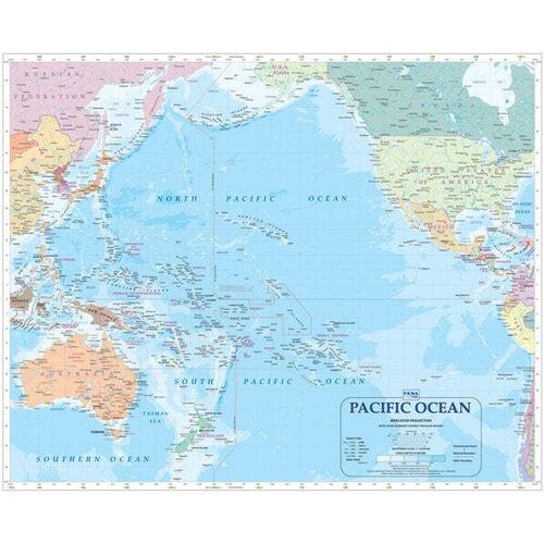 Pacific Ocean Map - 862.5x700 - Unlaminated