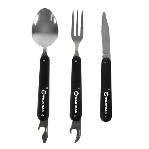 Wildtrak 3Pk Foldable Camping Tableware With Oxford Bag Black Clr