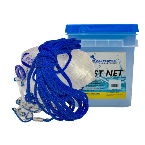 Seahorse 10ft Lead Weighted - Mono Drawstring Cast Net With 3/4" Mesh