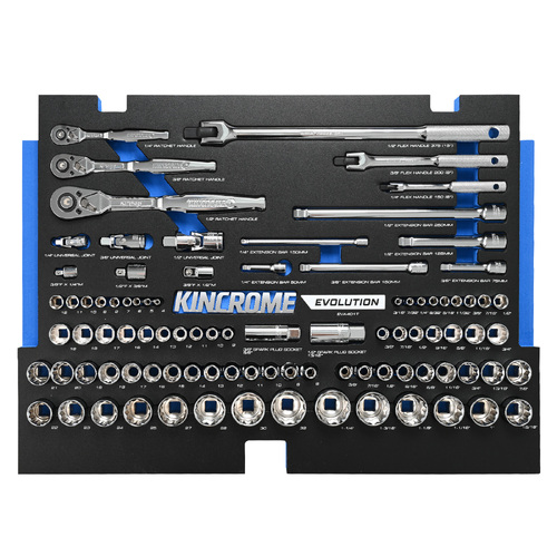 Kincrome Evolution 92 Piece Sockets & Accessories Eva Tray