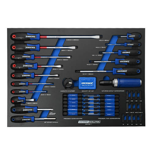 Kincrome Evolution 75 Piece Torquemasterft Screwdrivers Eva Tray