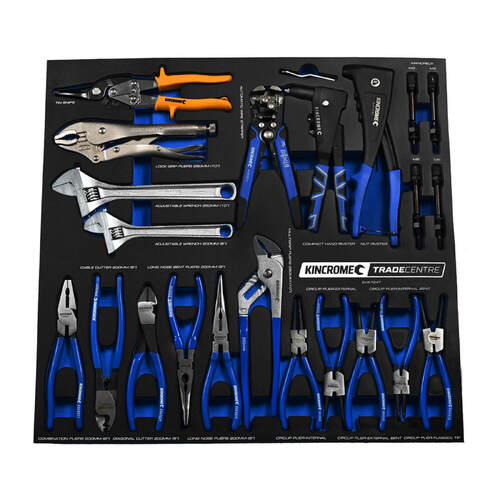 Kincrome Trade Centre 18 Piece Plier, Wrench & Riveter Eva Tray