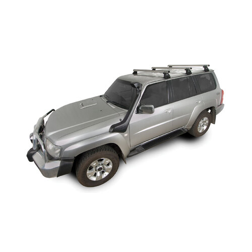 Rhino Rack Heavy Duty RL110 Silver 3 Bar Roof Rack to suit NISSAN Patrol GU, Y61 4dr 4WD LWB 97 to 17