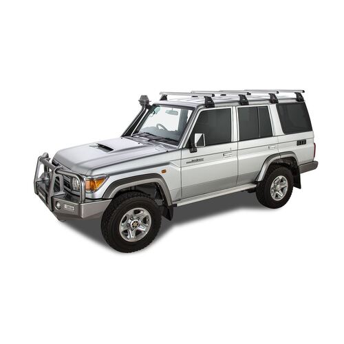 Rhino Rack Heavy Duty Rl150 Silver 4 Bar Roof Rack For Toyota Landcruiser 76 Series 4Dr 4Wd 03/07 On