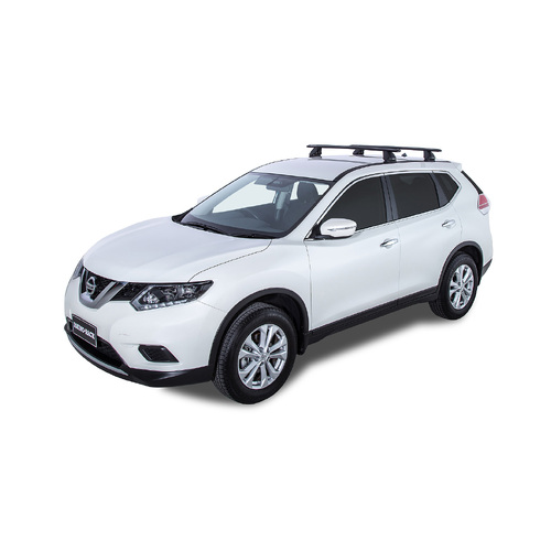 Rhino Rack Vortex 2500 Black 2 Bar FMP Roof Rack to suit NISSAN X-Trail Gen3, T32 5dr SUV 14 to 22