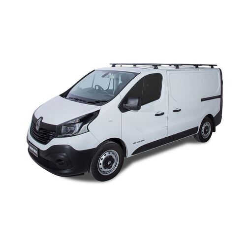 Rhino Rack Vortex Rlt600 Black 4 Bar Roof Rack For Renault Trafic X82 2Dr Van Swb (Low Roof) 05/15 On