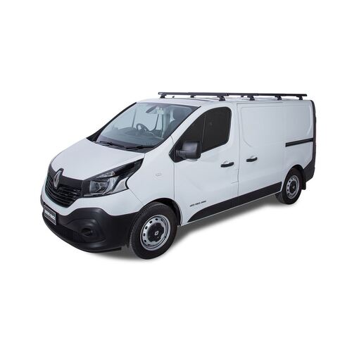 Rhino Rack Heavy Duty Rlt600 Black 4 Bar Roof Rack For Renault Trafic X82 2Dr Van Swb (Low Roof) 05/15 On