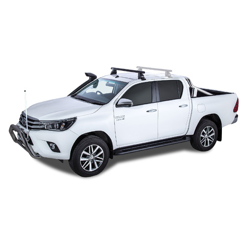 Rhino Rack Heavy Duty 2500 Black 1 Bar Roof Rack (Front) to suit TOYOTA Hilux Gen 8 4dr Ute Double Cab 15 to 