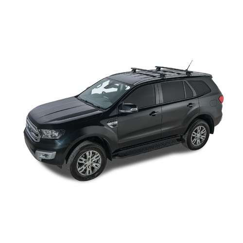 Rhino Rack Vortex SX Black 2 Bar Roof Rack to suit FORD Everest UA 5dr SUV With Flush Rails 15 to 22