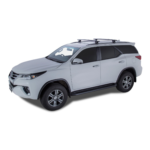 Rhino Rack Vortex SX Black 2 Bar Roof Rack to suit TOYOTA Fortuner GXL / Crusade 5dr SUV With Flush Rails 15 to 