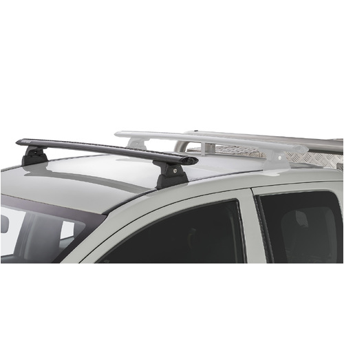 Rhino Rack Vortex RLT600 Ditch Mount Black 1 Bar Roof Rack (Front) to suit MITSUBISHI Triton Gen5 MQ/MR 2dr Ute Extra Cab 15 to 