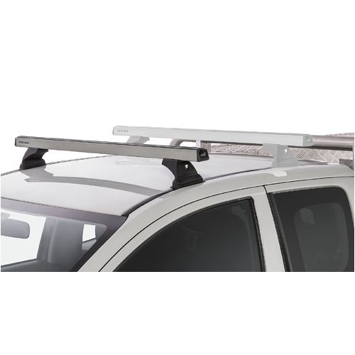 Rhino Rack Heavy Duty RLT600 Ditch Mount Silver 1 Bar Roof Rack (Front) to suit MITSUBISHI Triton Gen5 MQ/MR 2dr Ute Extra Cab 15 to 