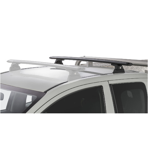 Rhino Rack Vortex RLT600 Ditch Mount Black 1 Bar Roof Rack (Rear) to suit MITSUBISHI Triton Gen5 MQ/MR 2dr Ute Extra Cab 15 to 