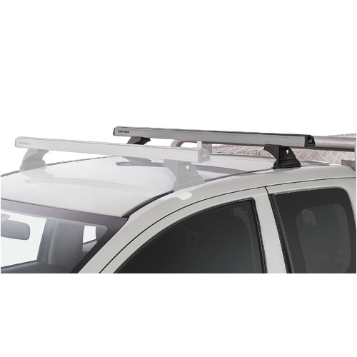 Rhino Rack Heavy Duty RLT600 Ditch Mount Silver 1 Bar Roof Rack (Rear) to suit MITSUBISHI Triton Gen5 MQ/MR 2dr Ute Extra Cab 15 to 