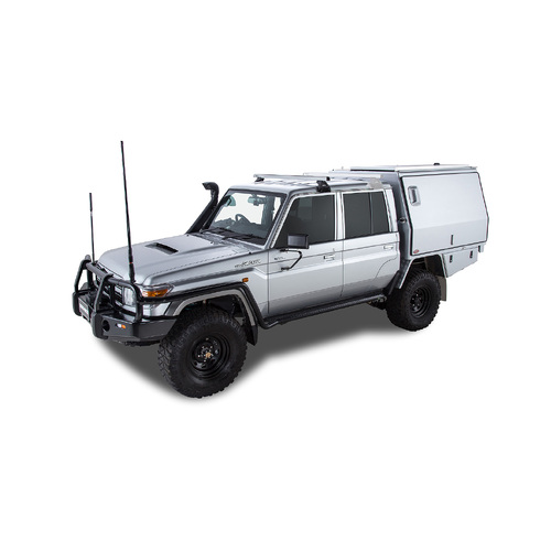 Rhino Rack Heavy Duty RL110 Silver 1 Bar Roof Rack to suit TOYOTA LandCruiser 79 Series 4dr 4WD Double Cab 07 to 