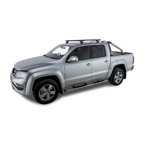 Rhino Rack Heavy Duty RCH Black 2 Bar Roof Rack to suit VOLKSWAGEN Amarok 2H 4dr Ute Dual Cab 11 to 23