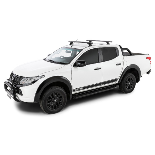 Rhino Rack Vortex RCH Black 2 Bar Roof Rack to suit MITSUBISHI Triton Gen5 MQ/MR 2dr Ute Extra Cab 15 to 