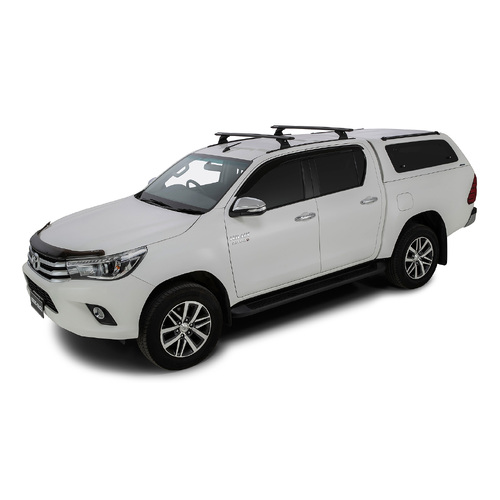 Rhino Rack Vortex RCH Trackmount Black 2 Bar Roof Rack to suit TOYOTA Hilux Gen 8 4dr Ute Double Cab 15 to 