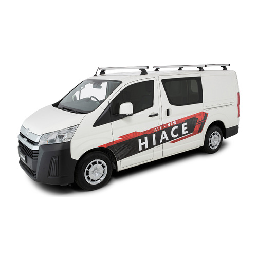 Rhino Rack Heavy Duty RCH Silver 3 Bar Roof Rack to suit TOYOTA Hiace Gen 6 2dr Van LWB 19 to 