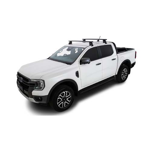 Rhino Rack Vortex 2500 Black 2 Bar Roof Rack to suit FORD Ranger Raptor Gen 2 (P703) 4dr Ute Double Cab 22 to 