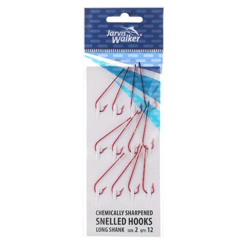 Jarvis Walker Chemically Sharpened Snelled Long Shank Hooks