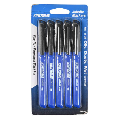 Kincrome Permanent Marker Fine Tip 5 Pack Black