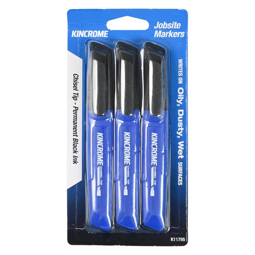 Kincrome Permanent Marker Chisel Tip 3 Pack Black