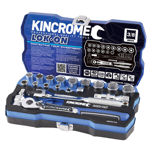 Kincrome Lok-On Socket Set 19 Piece 3/8" Drive - Metric