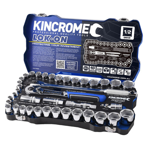 Kincrome Lok-On Socket Set 41 Piece 1/2" Drive - Metric & Imperial