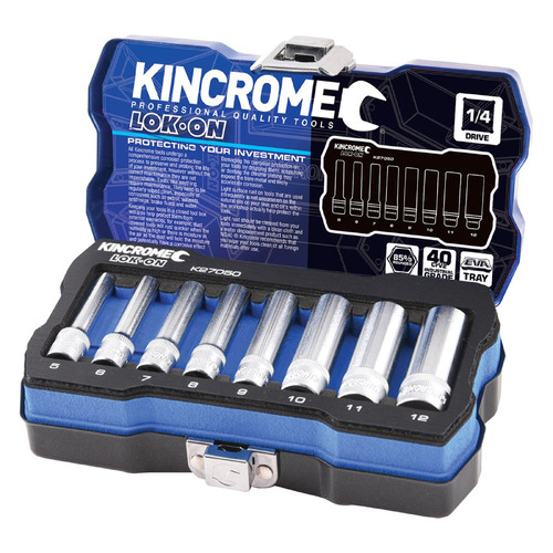 Kincrome Lok-On Socket Set 8 Piece 1/4" Drive - Metric