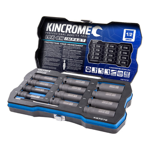 Kincrome Lok-On Deep Impact Socket Set 12 Piece 1/2" Drive