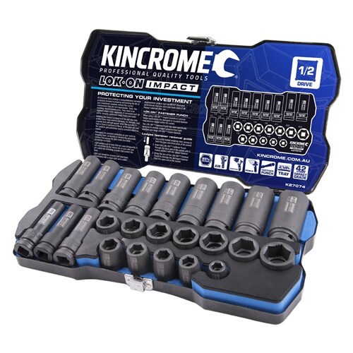 Kincrome Lok-On Impact Socket Set 24 Piece 1/2" Drive