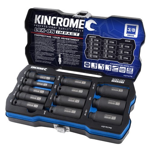 Kincrome Lok-On Deep Impact Socket Set 12 Piece 3/8" Drive - Imperial