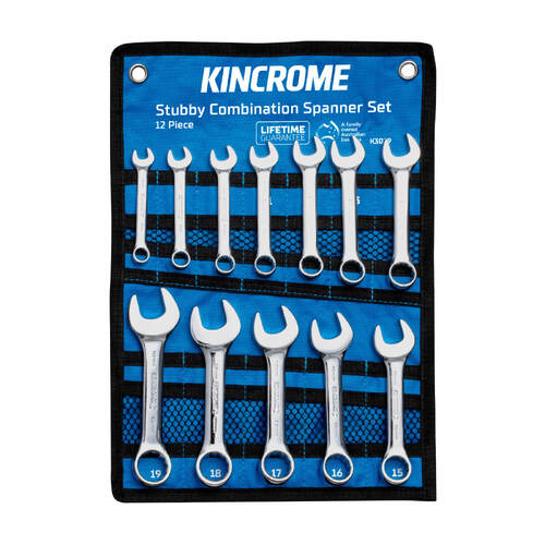 Kincrome Stubby Combination Spanner Set 12 Piece - Metric