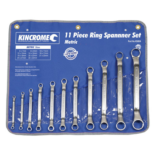 Kincrome Ring Spanner Set 11 Piece - Metric