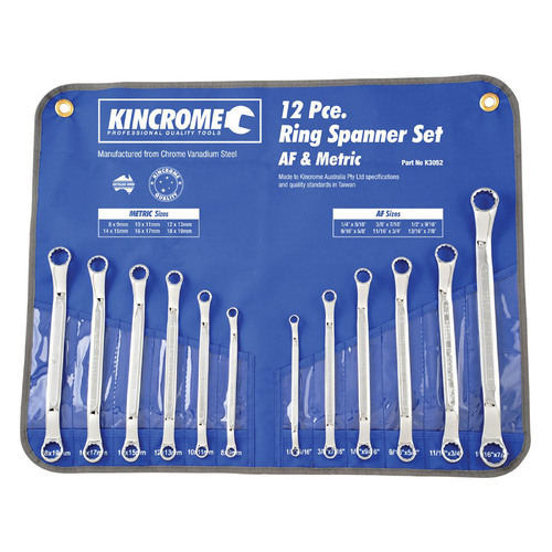 Kincrome Ring Spanner Set 12 Piece