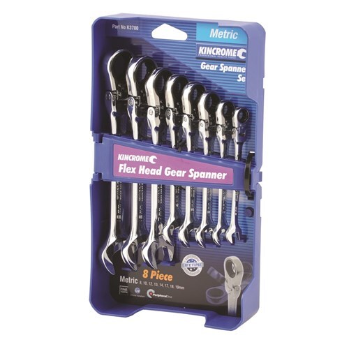 Kincrome Flex Head Gear Spanner Set 8 Piece - Metric