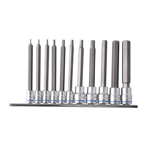 Kincrome Hex Socket Set Long Series 11 Piece 1/4 & 3/8 Drive - Metric