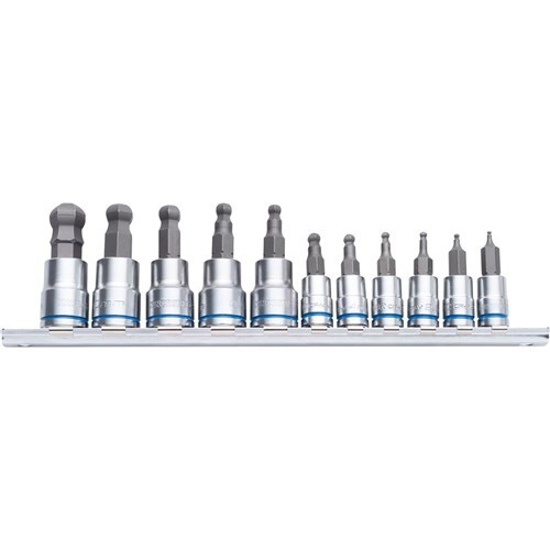 Kincrome Bball-End Hex Socket Set Short Series 11 Piece 1/4 & 3/8 Drive - Metric