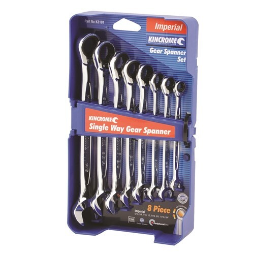 Kincrome Single Way Gear Spanner Set 8 Piece - Imperial